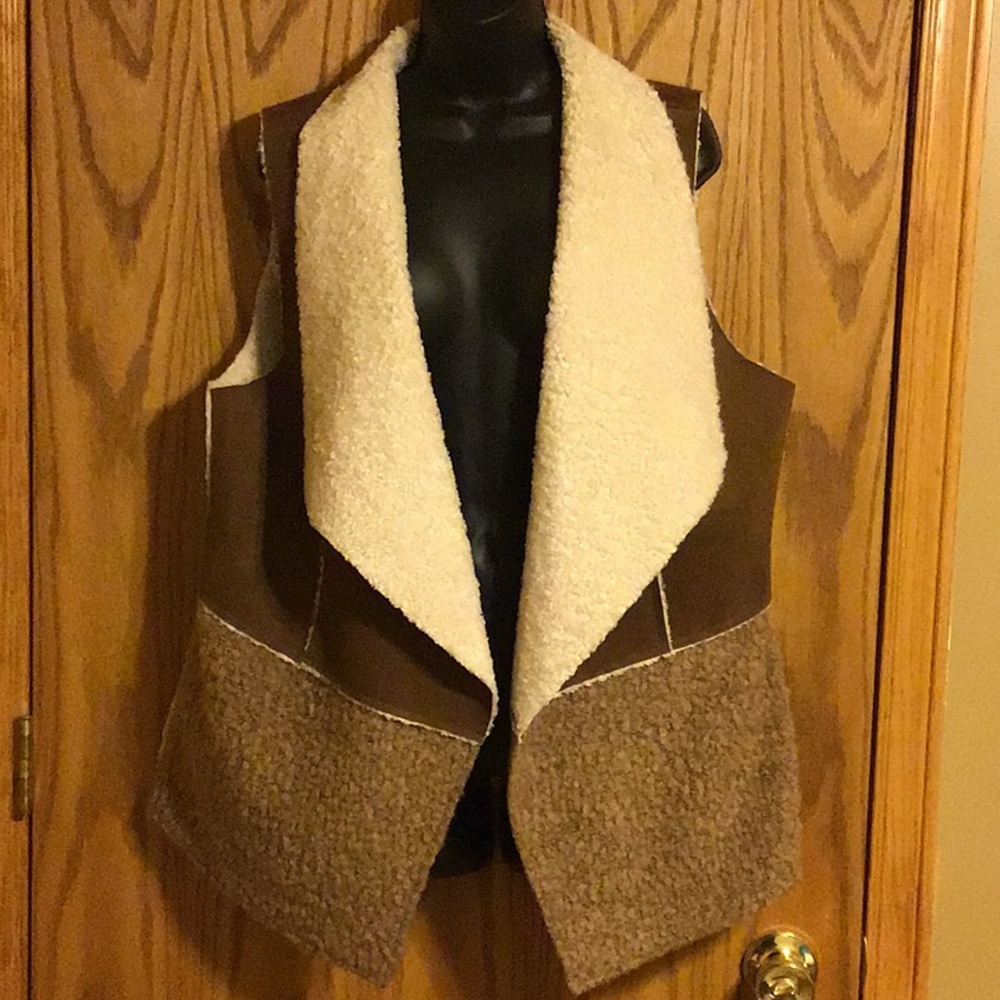 Chico’s faux suede and light weight Sherpa Vest